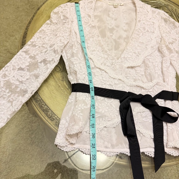 CHETTA B Blouse Sherrie Bloom Peter Noviello Lace Blouse Vintage White 6 - Picture 6 of 9